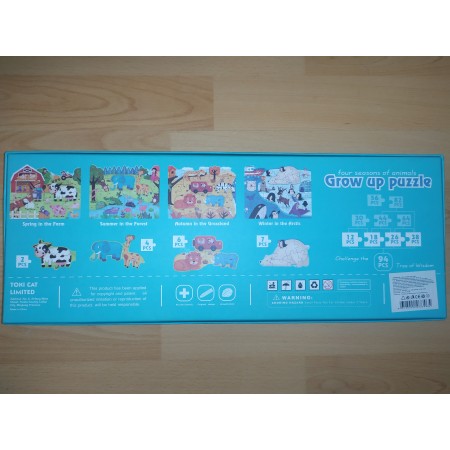 Dřevěné puzzle 4v1 celkem 94 dílů - farma